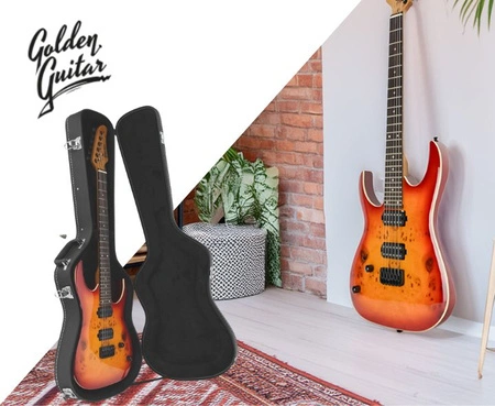 Gitara elektryczna superstrat Strat3 -zestaw z futerałem Golden Guitar wiśnia