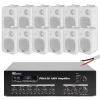 Zestaw białych głośników do muzyki w tle 12 x 4" BV40W 100V z wzmacniaczem bluetooth