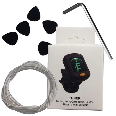 Zestaw: Gitara klasyczna 4/4 38" kolor czarny GK38CZ Golden Guitar+ pokrowiec+ tuner+ struny+ kostki+ statyw podłogowy