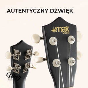 Zestaw: Ukulele sopranowe Max UKEY czarne+ tuner dwie kostki struny pokrowiec