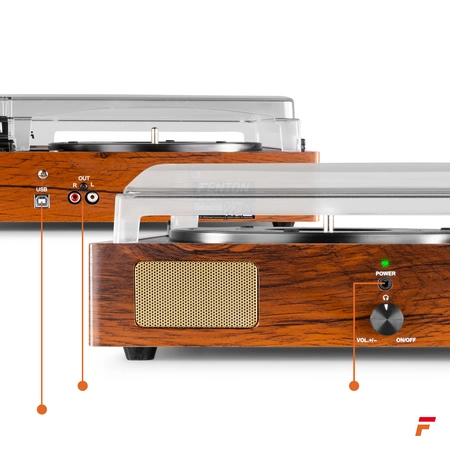 Gramofon RP106W Fenton głośniki USB brązowy