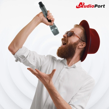 Zestaw 2 mikrofonów bezprzewodowych doręcznych UHF+ odbiornik Audioport MU2