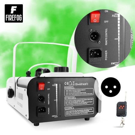 Zestaw: Wytwornica dymu z LED RGB 1500W Eagle 1500LED dwa piloty/ Firefog + płyn 1L