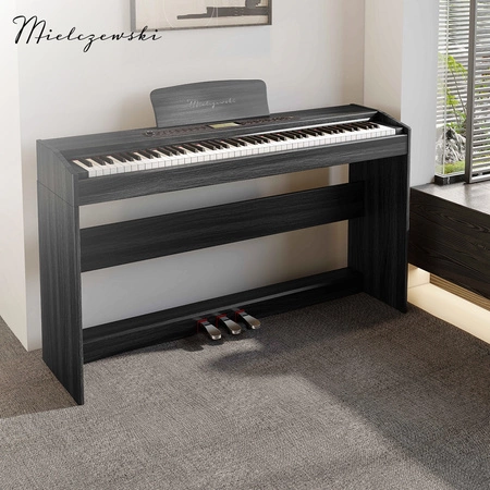 Pianino cyfrowe ważone z mechanizmem młoteczkowym ze statywem CANTATA czarne Mielczewski