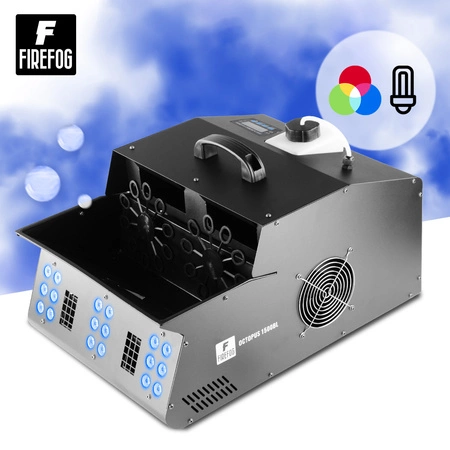 Zestaw: Wytwornica baniek i dymu z efektem LED Octopus 1500BL DMX pilot Firefog + płyn do dymu i baniek 2x 1L