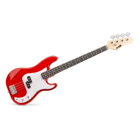 Zestaw: Gitara elektryczna basowa GigKit czerwona+ wzmacniacz statyw pokrowiec akcesoria