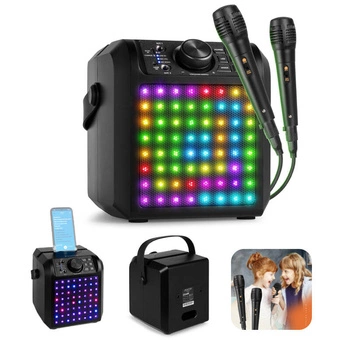 Głośnik Karaoke LED 2x mikrofon KAR50B Fenton Czarny