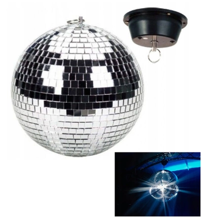 Zestaw: Kula lustrzana 20cm+ napęd sieciowy+ reflektor pinspot