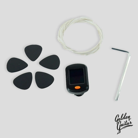 Zestaw: Gitara klasyczna naturalna 4/4 39" Golden Guitar+ pokrowiec tuner struny kostki