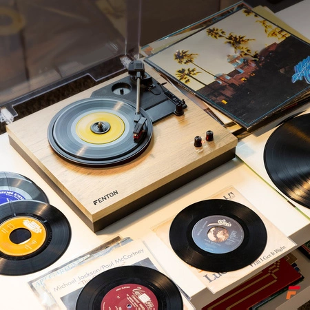 Gramofon RP165L Fenton głośniki BT jasne drewno