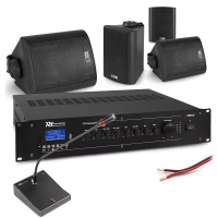 Zestaw czarnych głośników naściennych 4 x 4" BC40V z mikrofonem konferencyjnym biurkowym