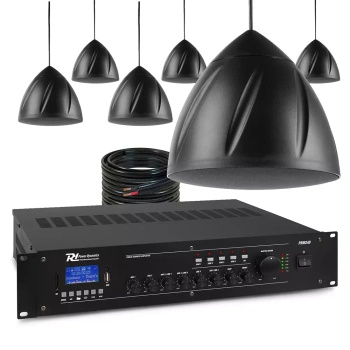 Zestaw czarnych głośników wiszących 6 x 5.25" PDS40B z wzmacniaczem