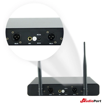 Zestaw mikrofonów bezprzewodowych UHF 2x nagłowny+ 2x krawatowy 2x bodypack+ stacja Audioport SU-740HH