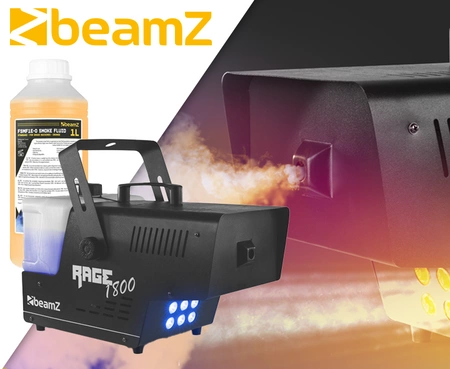 Zestaw: Wytwornica dymu LED 1800W Rage1800LED+ płyn do dymu 1L BeamZ