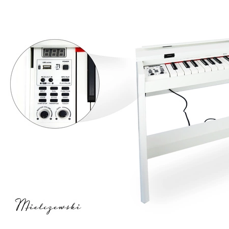 Pianino cyfrowe ze statywem 88 dynamicznych klawiszy ETIUDA białe Mielczewski