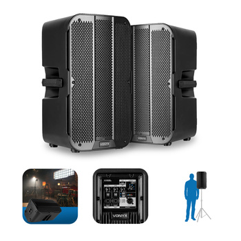 Aktywny zestaw kolumnowy Vonyx VD712A z Bluetooth i bezprzewodowym parowaniem stereo - Bi-amp - 12 cali - 1600 W