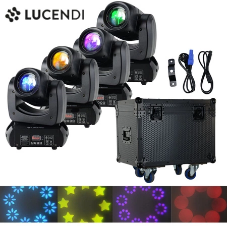 Zestaw: 4x Głowa ruchoma BEAM100 Lucendi + Case