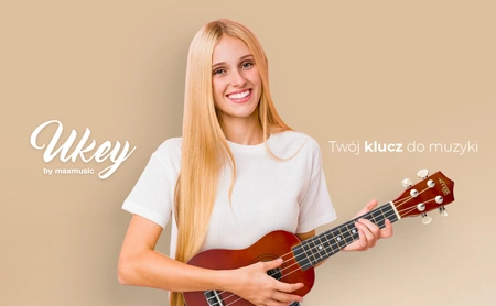 Zestaw: Ukulele sopranowe Max UKEY brązowe+ tuner dwie kostki struny pokrowiec