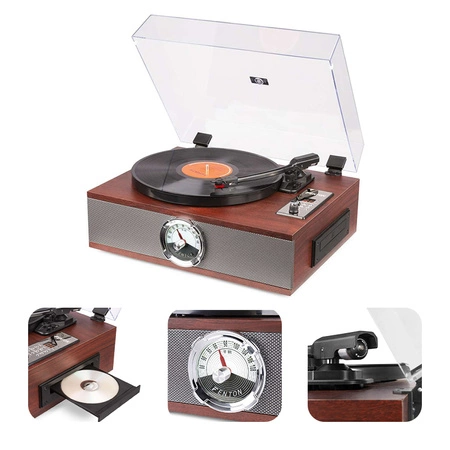 Gramofon RP180 Fenton głośniki USB BT FM brązowy