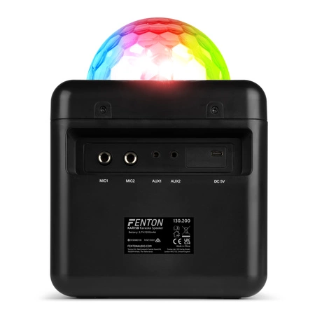 Głośnik bluetooth karaoke z półkulą LED 15W BT 2 mikrofony Fenton