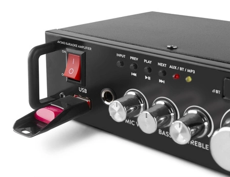 Wzmacniacz karaoke MAX AV340 z Bluetooth - 2x 50W