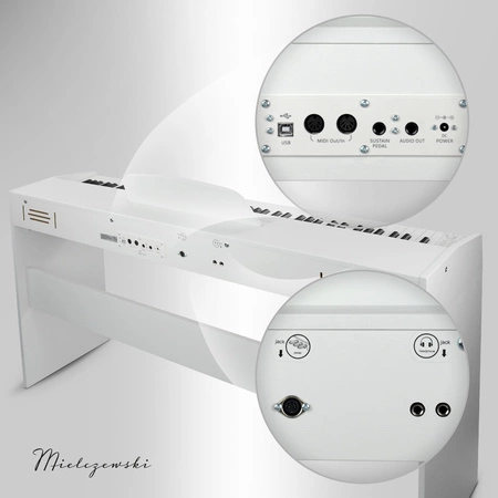 Pianino cyfrowe 88 dynamicznych klawiszy ze statywem ARIA II białe Mielczewski