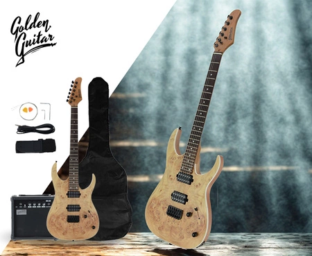 Gitara elektryczna - kompletny zestaw -Golden Guitar PSG-3 Naturalny