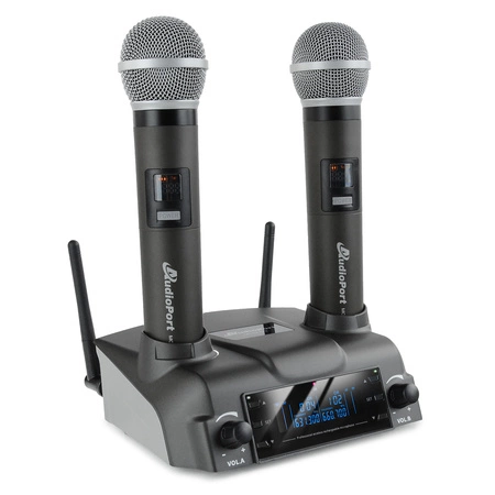 Zestaw mikrofonów bezprzewodowych doręcznych UHF+ stacja ładująca Audioport MCD-U2