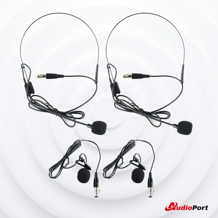 Zestaw mikrofonów bezprzewodowych UHF 2x nagłowny+ 2x krawatowy 2x bodypack+ stacja Audioport SU-740HH