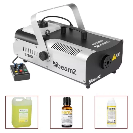 Zestaw: Wytwornica dymu 1500W S1500+ płyn do dymu 5l+ płyn do czyszczenia wytwornic+ zapach