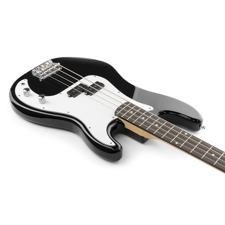 Zestaw: Gitara elektryczna basowa czarna GigKit wzmacniacz akcesoria