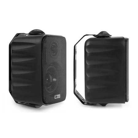 Zestaw czarnych głośników naściennych 8 x 3" BC30V z wzmacniaczem oraz zestawem mikrofonów bezprzewodowych