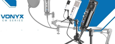 Vonyx CMS320S mikrofon studyjny USB z echem i ramieniem - srebrny