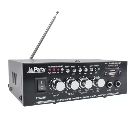 Zestaw karaoke: wzmacniacz karaoke 2x 25W+ dwie kolumny pasywne 6''+ mikrofon+ okablowanie