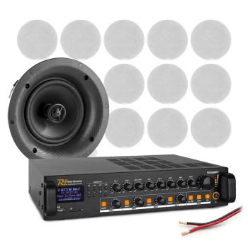 Profesjonalny system głośników sufitowych 12 x 6.5" FCS6 z wzmacniaczem 4 strefowym