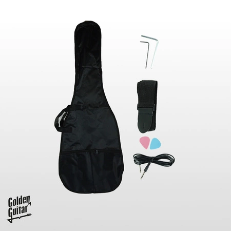 Gitara basowa - kompletny zestaw -Golden Guitar PBGB-40 czarno-niebieska