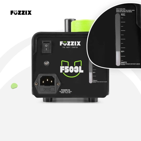 Zestaw: Wytwornica dymu 500W Fuzzix+ płyn 250ml gratis+ płyn 1L + półkula LED