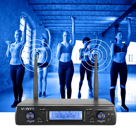 Zestaw mikrofonowy bezprzewodowy 2x bodypack UHF Vonyx WM62B
