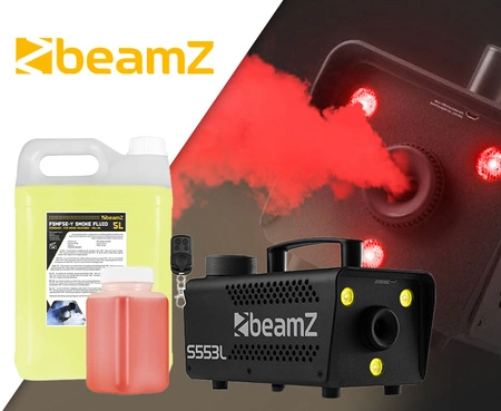 Zestaw: Wytwornica dymu z efektem LED RGB Beamz+ płyn do dymu 5l
