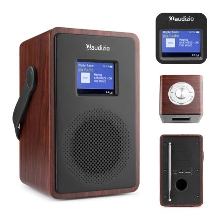 Przenośne radio DAB+ Modena z baterią 2000 mAh,BT5.0 ciemne drewno