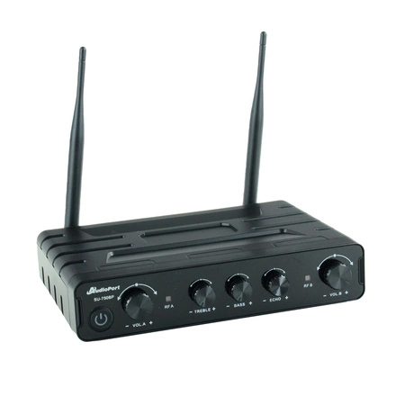Zestaw mikrofonów bezprzewodowych UHF 2x nagłowny bodypack krawatowy Audioport SU-750BP