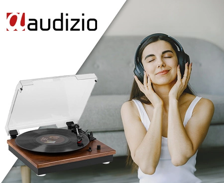 Gramofon Audizio RP112L z wejściem/wyjściem BT, ciemne drewno
