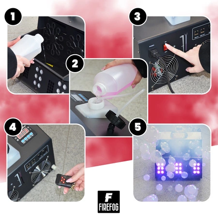 Wytwornica baniek i dymu z efektem LED Octopus 1500BL DMX pilot Firefog