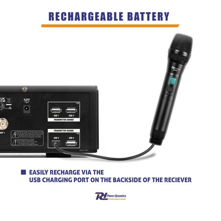 Zestaw mikrofonów bezprzewodowych Power Dynamics UHF PD528 z 8 mikrofonami ręcznymi