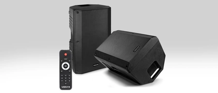 Zestaw karaoke Vonyx z dwoma mikrofonami bezprzewodowymi - 2x kolumna i 2x statyw okablowanie