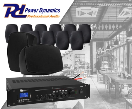 Zestaw głośników naściennych 12 x BHW50BK 5" 80W z wzmacniaczem 100V