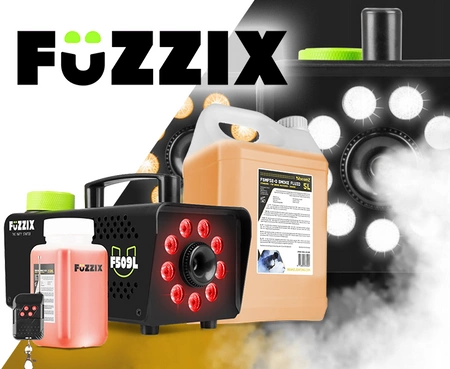 Zestaw: Wytwornica dymu LED 500W F509L Fuzzix+ płyn do dymu 250ml gratis+ płyn do dymu 5l