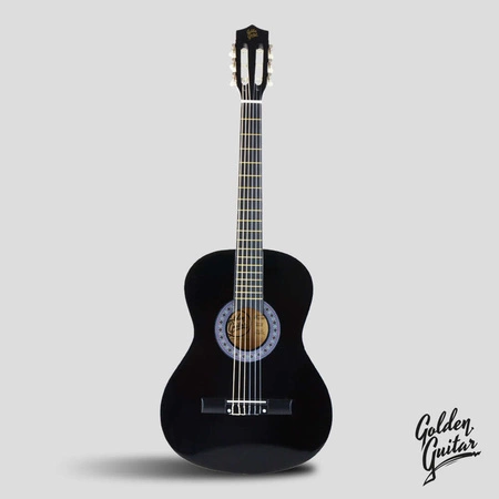 Zestaw: Gitara klasyczna 4/4 38" kolor czarny GK38CZ Golden Guitar+ pokrowiec+ tuner+ struny+ kostki+ statyw podłogowy
