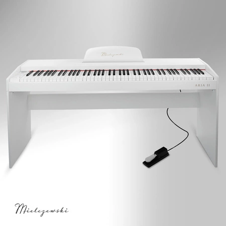 Pianino cyfrowe 88 dynamicznych klawiszy ze statywem ARIA II białe Mielczewski