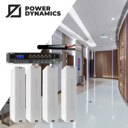 Zestaw nagłośnienia kolumnowego 100V Power Dynamics biały